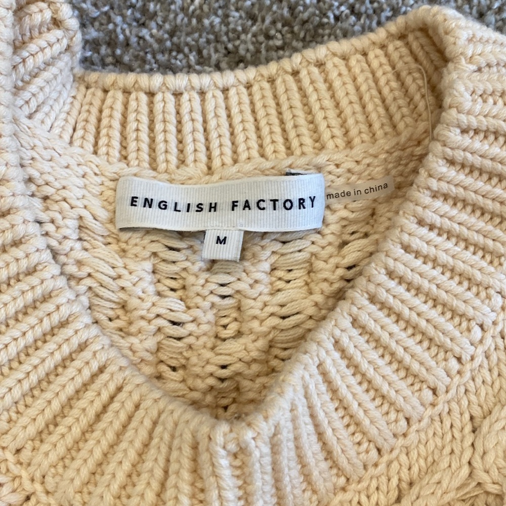 English Factory Cream Cable Knit Crew Neck Sweater Dress - Picture 4 of 5